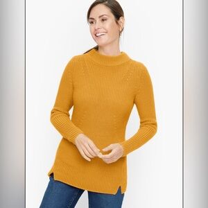 Talbots Gold Chunky Knit Mockneck Sweater Pullover Cozy‎ Classic